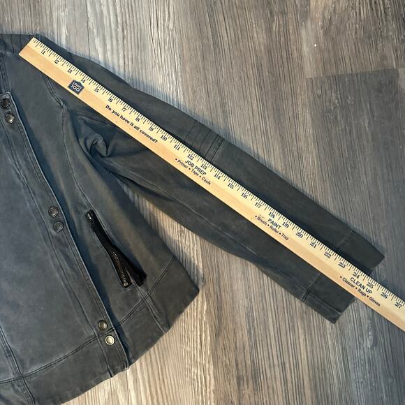 Anthropologie Marrakech Moto Jacket Gray Womens  Size Medium Pockets Zipper Snap - Picture 7 of 10